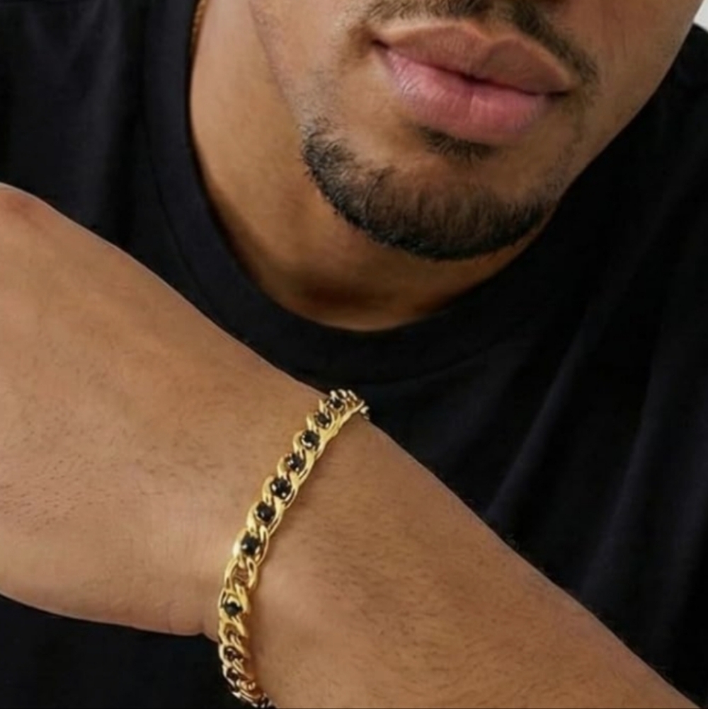 ✨ True Religion Men’s 14K Gold-Plated Curb Chain Bracelet | NIB ✨